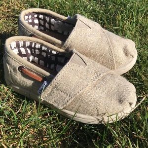 Tan toddler Velcro closure Toms